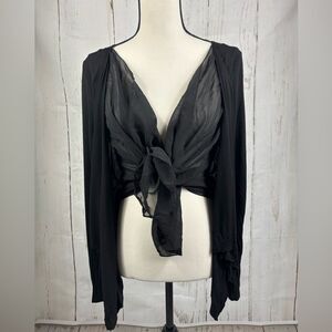 Gothic Coverup Cardigan Double Viscose Layer Black